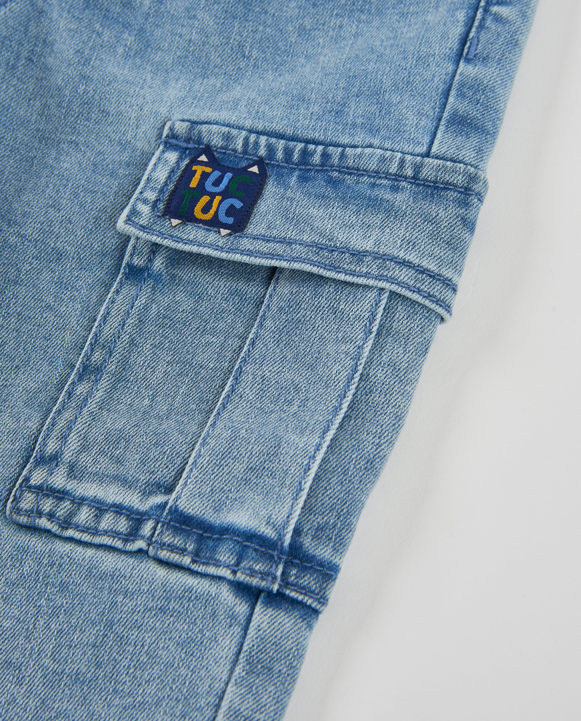 TucTuc Pantaloni Jeans Bambino Denim Cargo Elastico