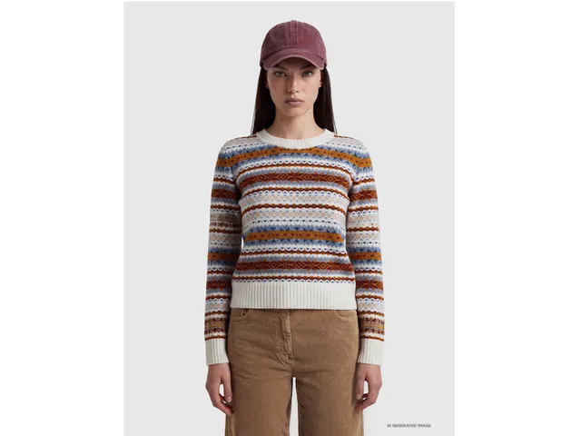 United Colors of Benetton Maglione Jacquard Lana Nordico Taglia M