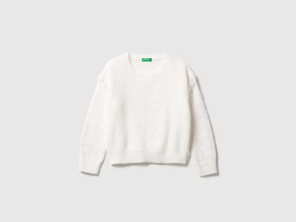 United Colors of Benetton Chenille sweater with fringe maglione ciniglia