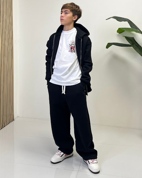 Sottosopra felpa anb2511 zip cappuccio nera 12 anni