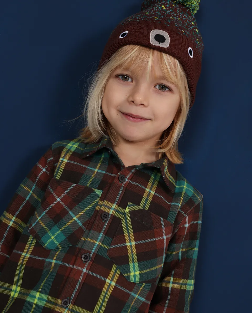 TucTuc Camicette camicia tartan marrone doppia tasca