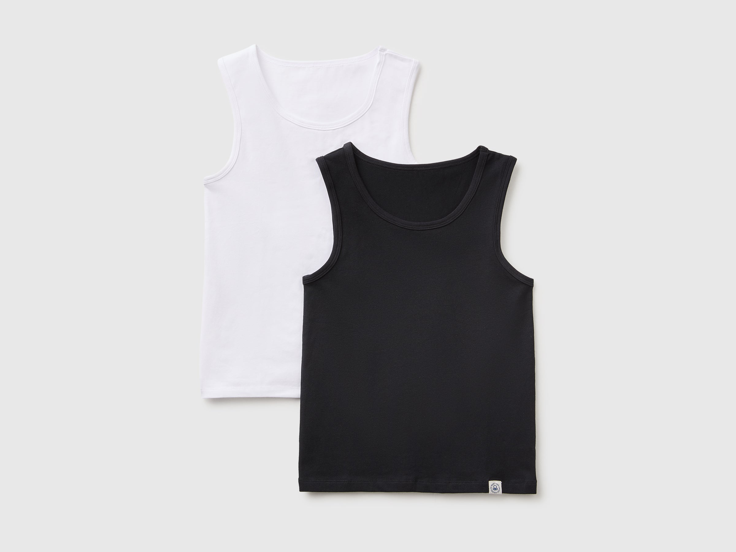United Colors of Benetton Set 2 canotte cotone bianco nero 9-10