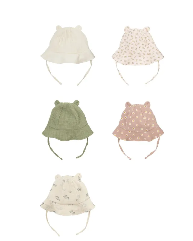 Woolly Organic Teddy Ears SS27 cappello neonato mussola Ecru