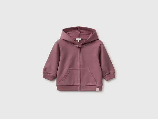 United Colors of Benetton Felpa zip cappuccio orecchie cotone bio