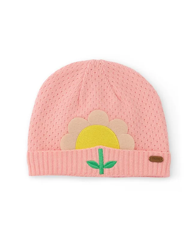 TucTuc Accessori Fiore berretto bambina rosa tricot