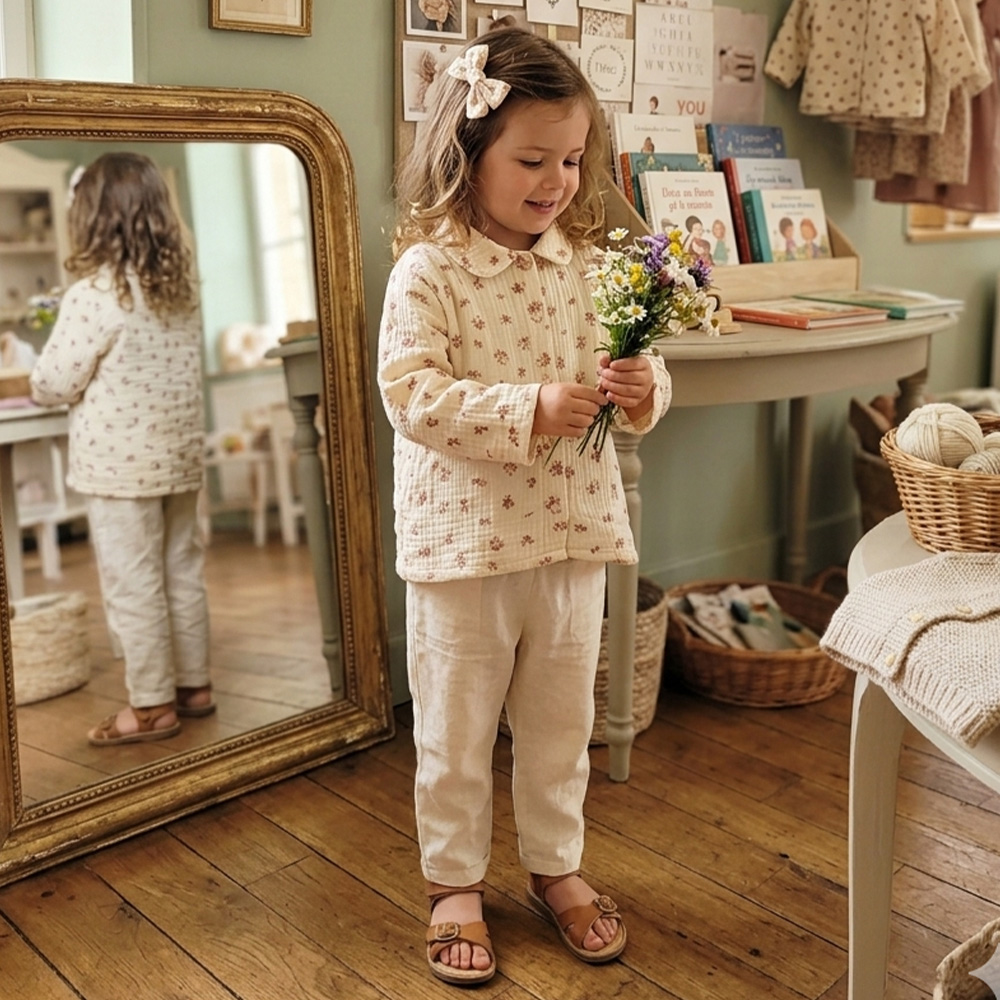 Petite Citrouille Léna blusa neonata garza cotone fiori