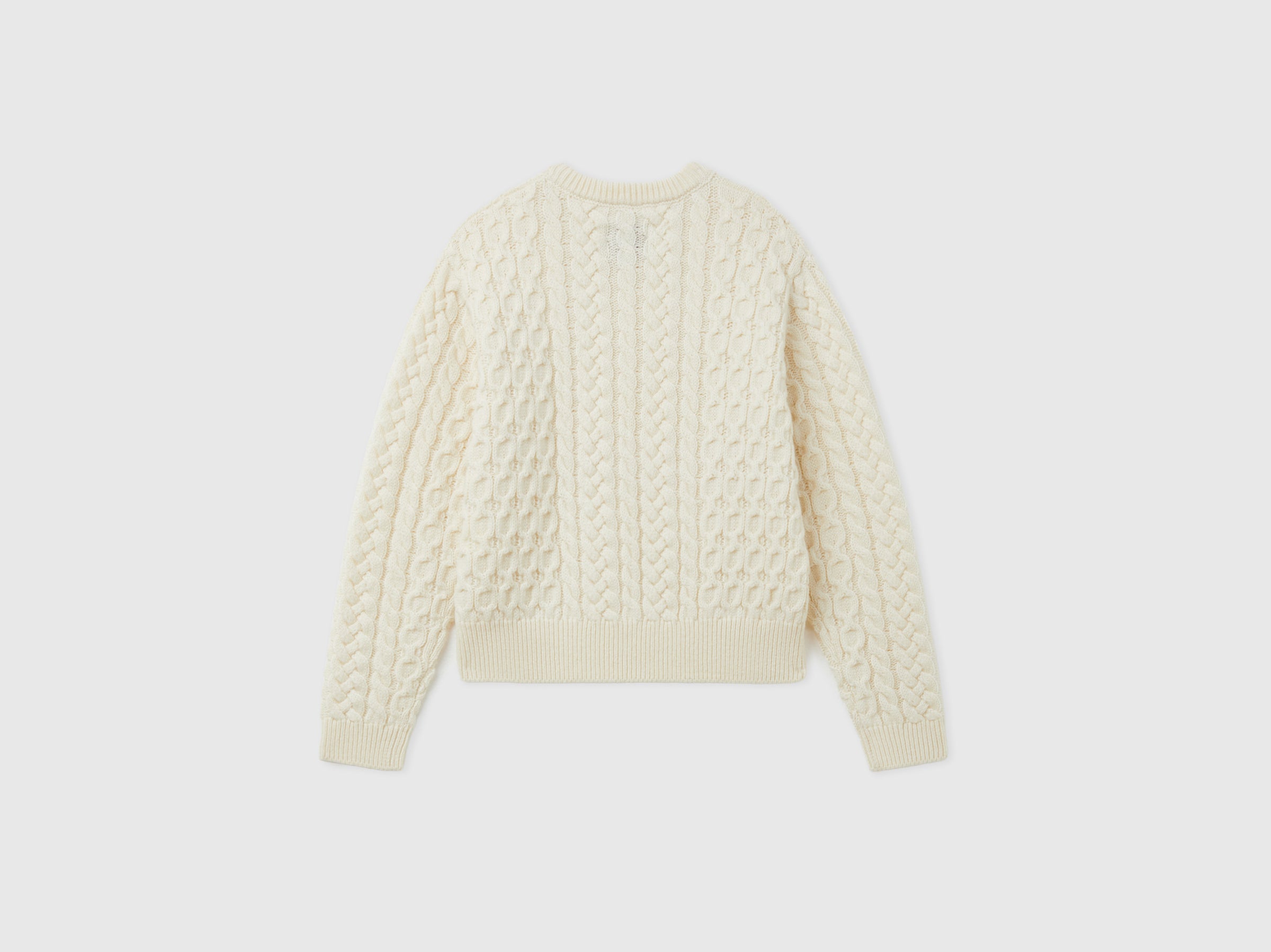 United Colors of Benetton Cable Knit maglione lana trecce bambino