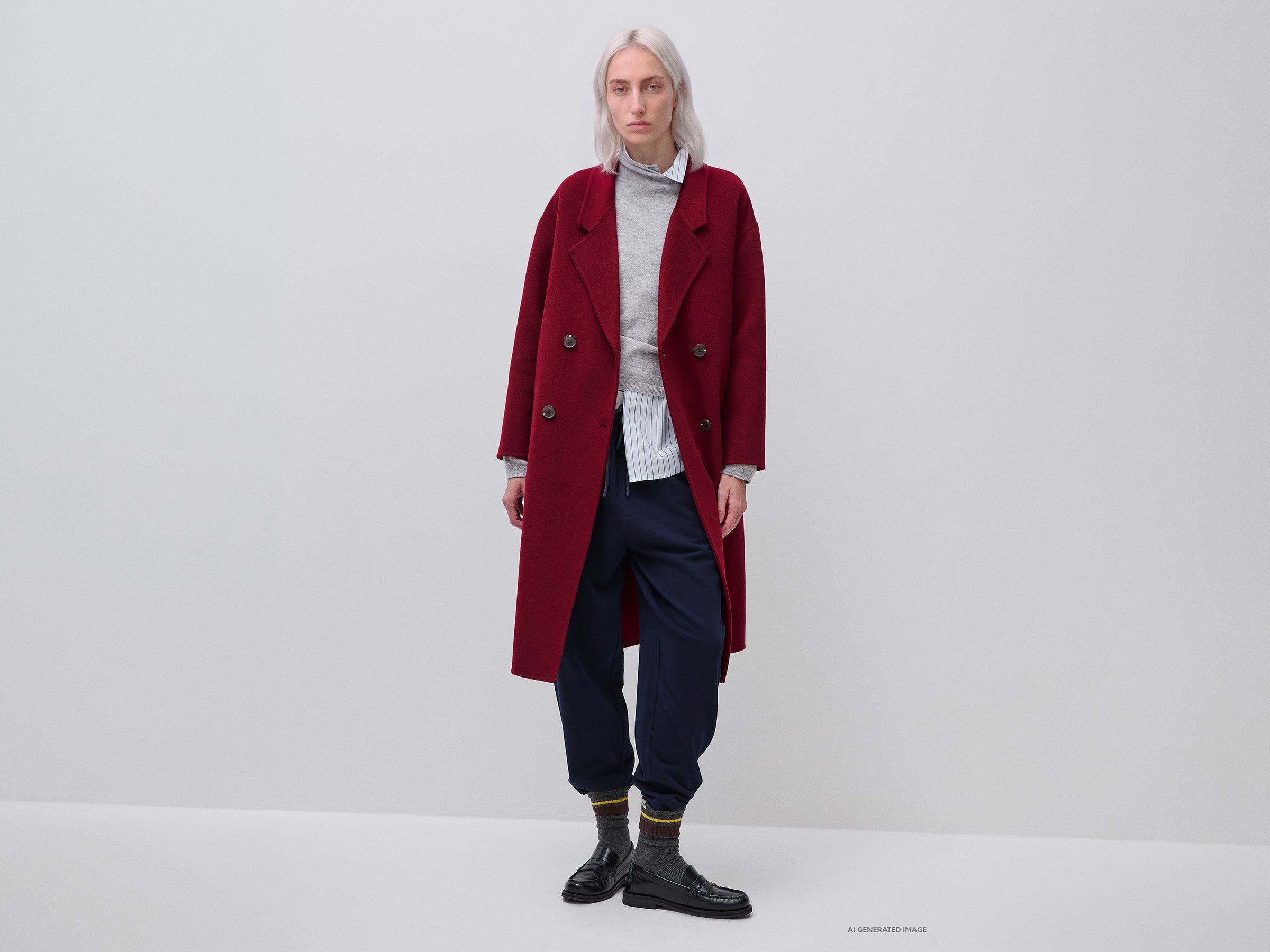 United Colors of Benetton cappotto lungo doppiopetto misto lana