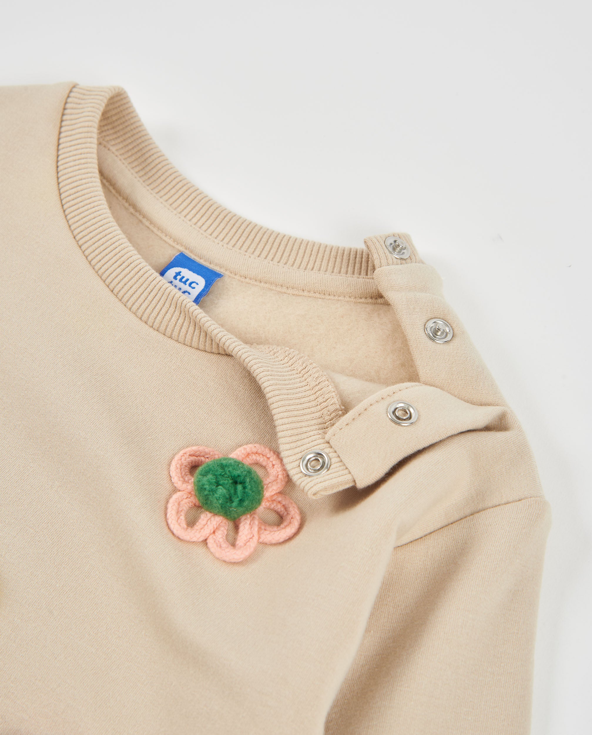TucTuc Felpe felpa bambina beige ricami floreali