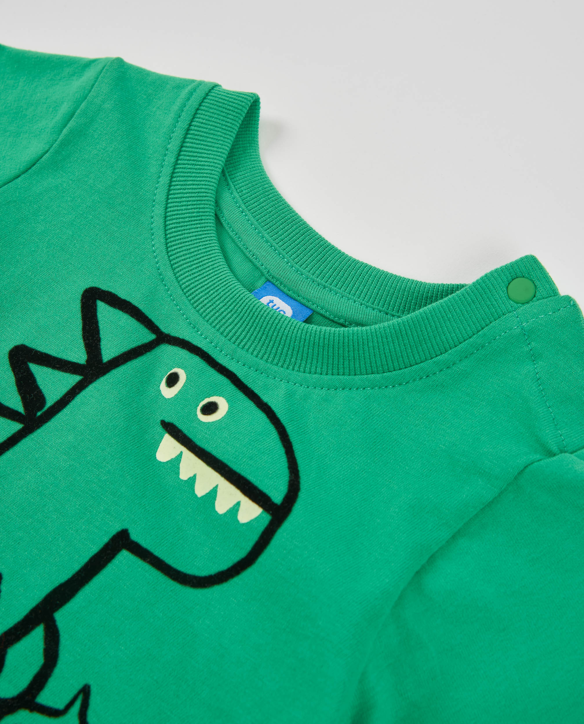 TucTuc Magliette T-shirt dinosauro cotone verde manica lunga