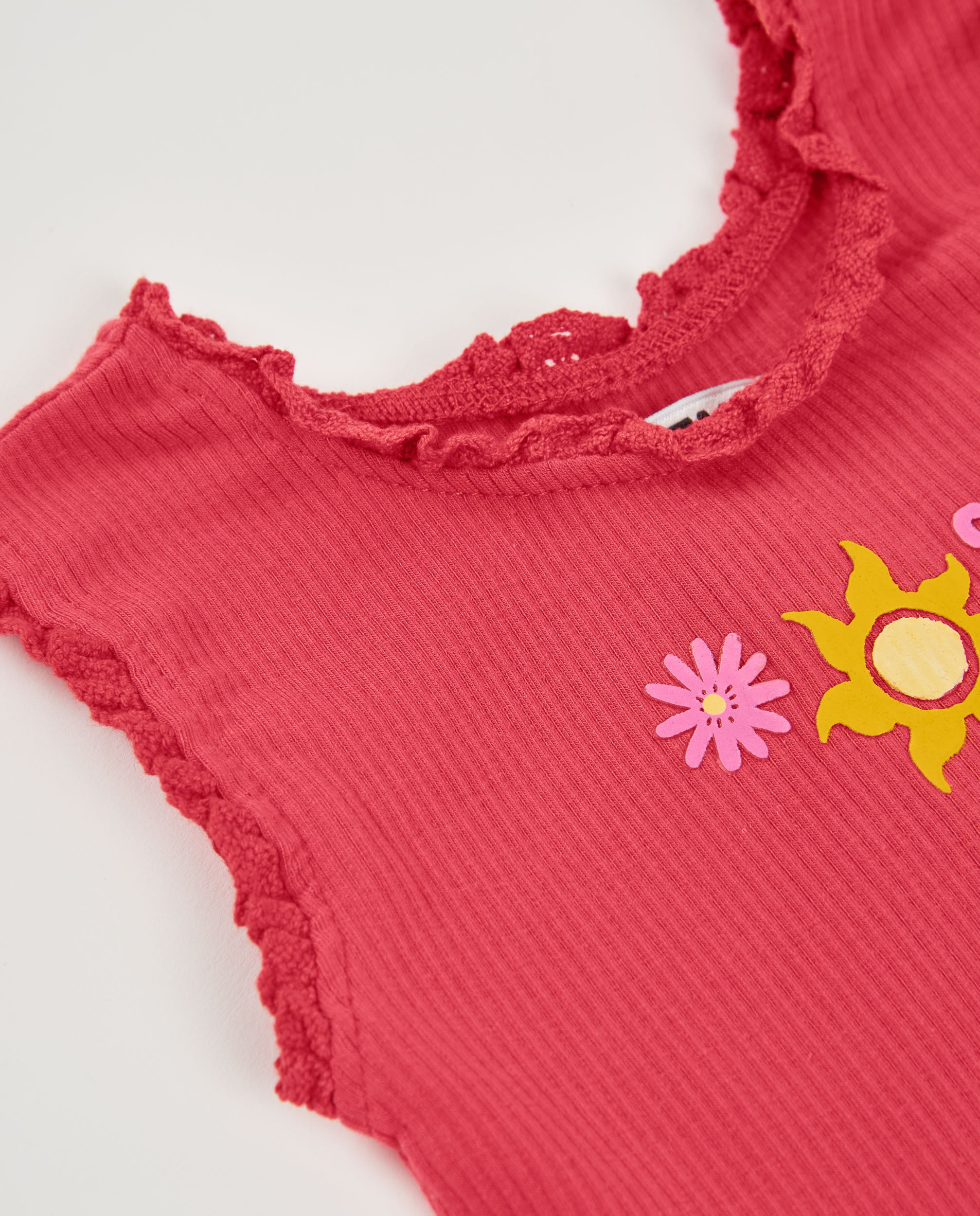 TucTuc Magliette T-Shirt Bambina Rossa Volant Costine