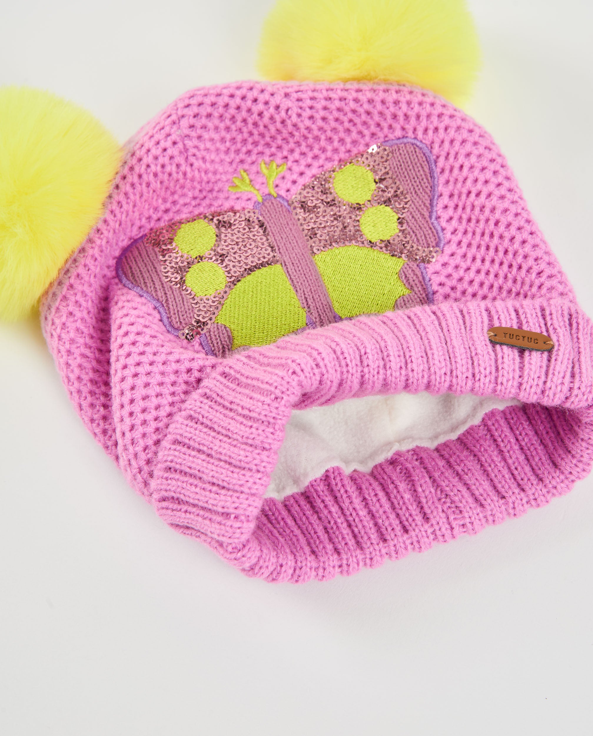 TucTuc Accessori set berretto sciarpa bimba rosa farfalle