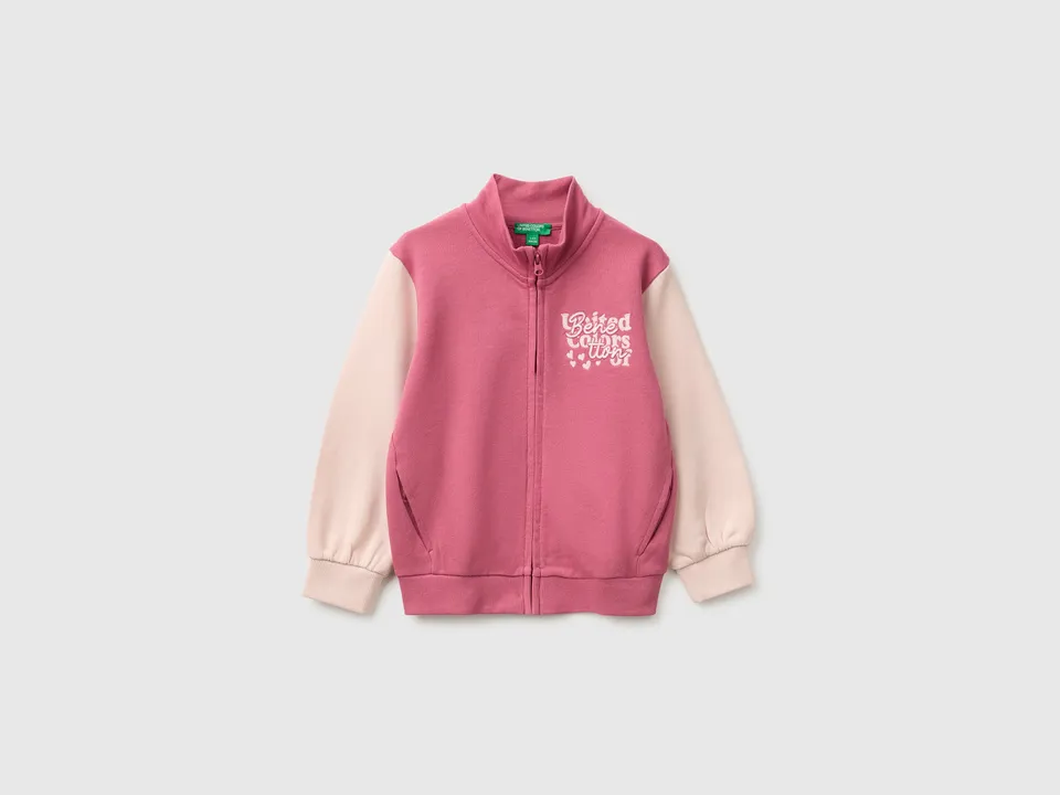United Colors of Benetton felpa zip logo cotone organico 98