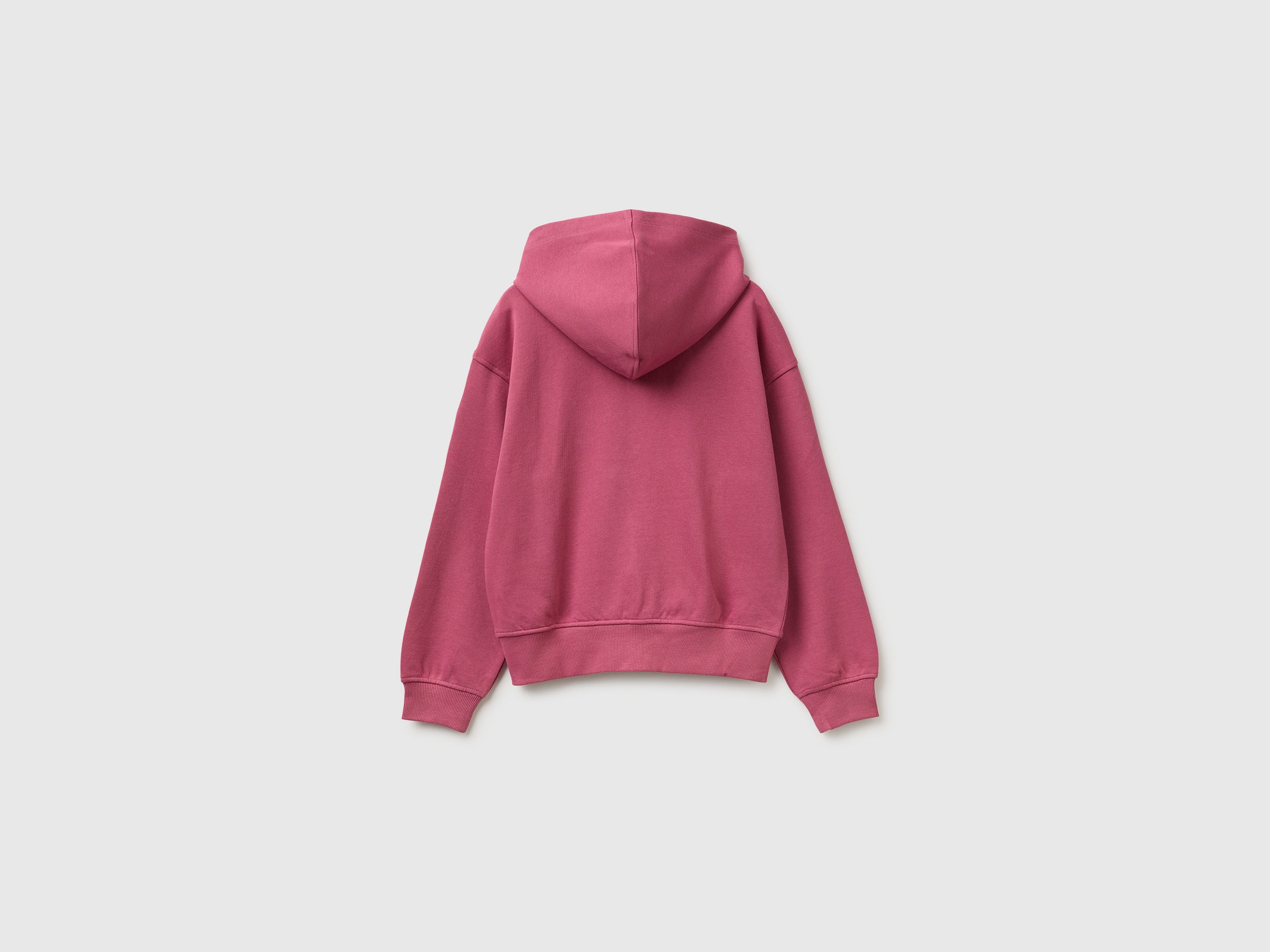 United Colors of Benetton Felpa cappuccio cotone con zip e ricamo