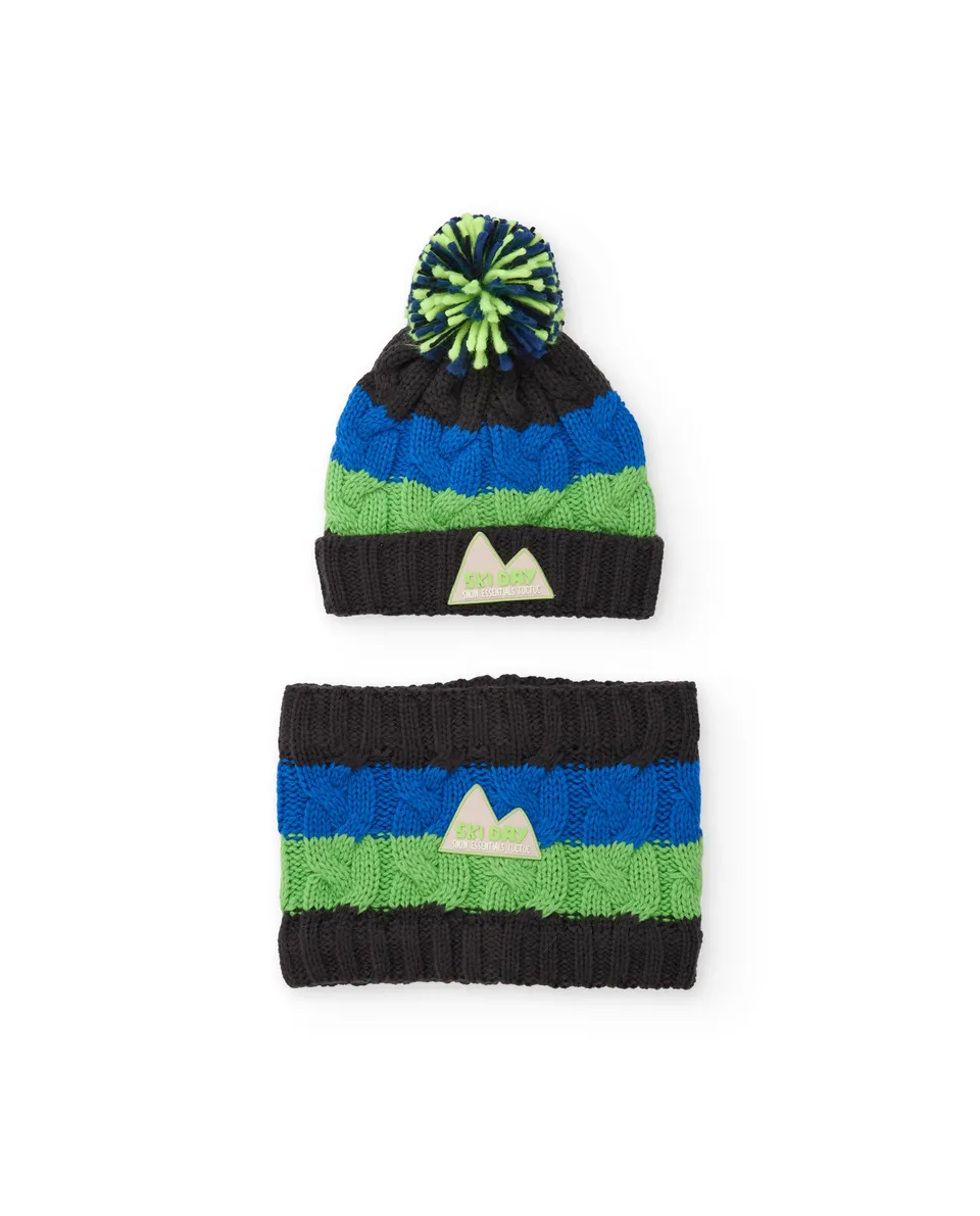 TucTuc Accessori set bambino cappello pompon scaldacollo righe