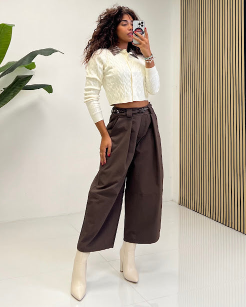 Sottosopra GM4 pantalone coulotte beige taglia unica