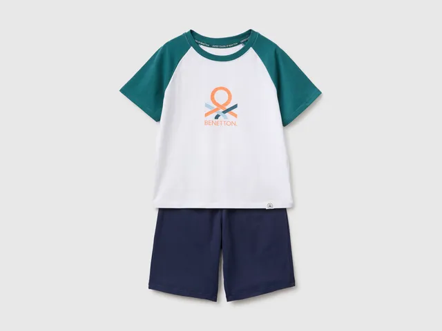 United Colors of Benetton Pigiama corto cotone logo 3-4 anni