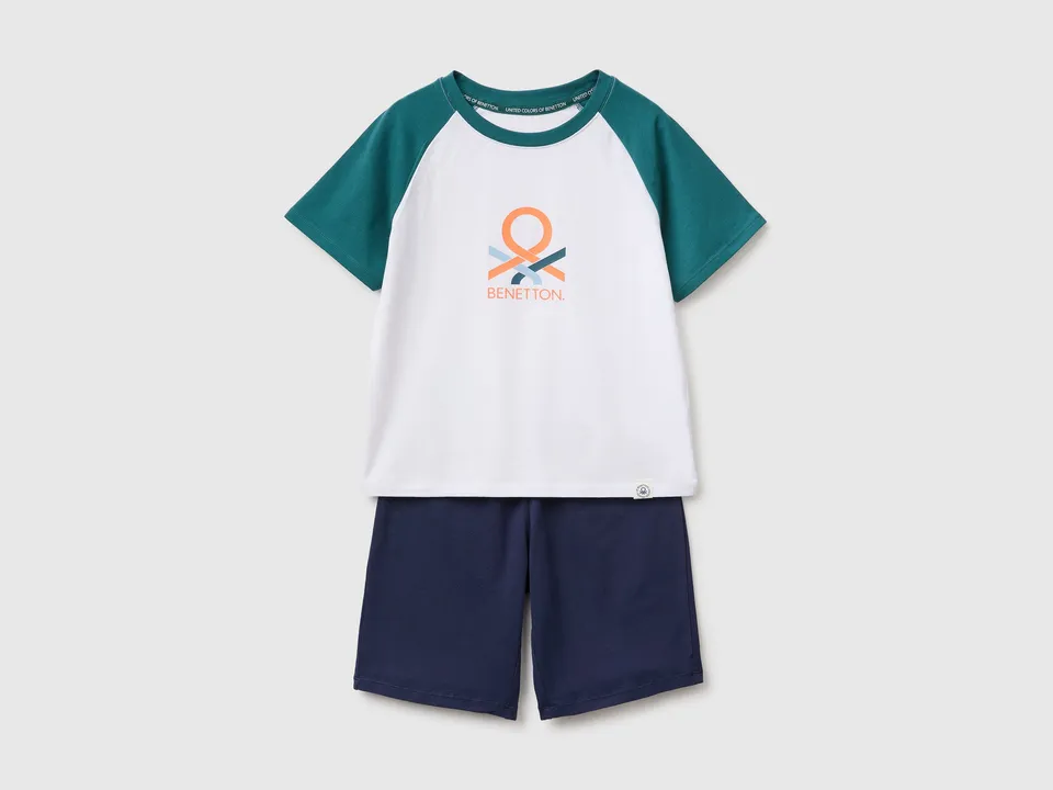 United Colors of Benetton Pigiama corto cotone logo 3-4 anni