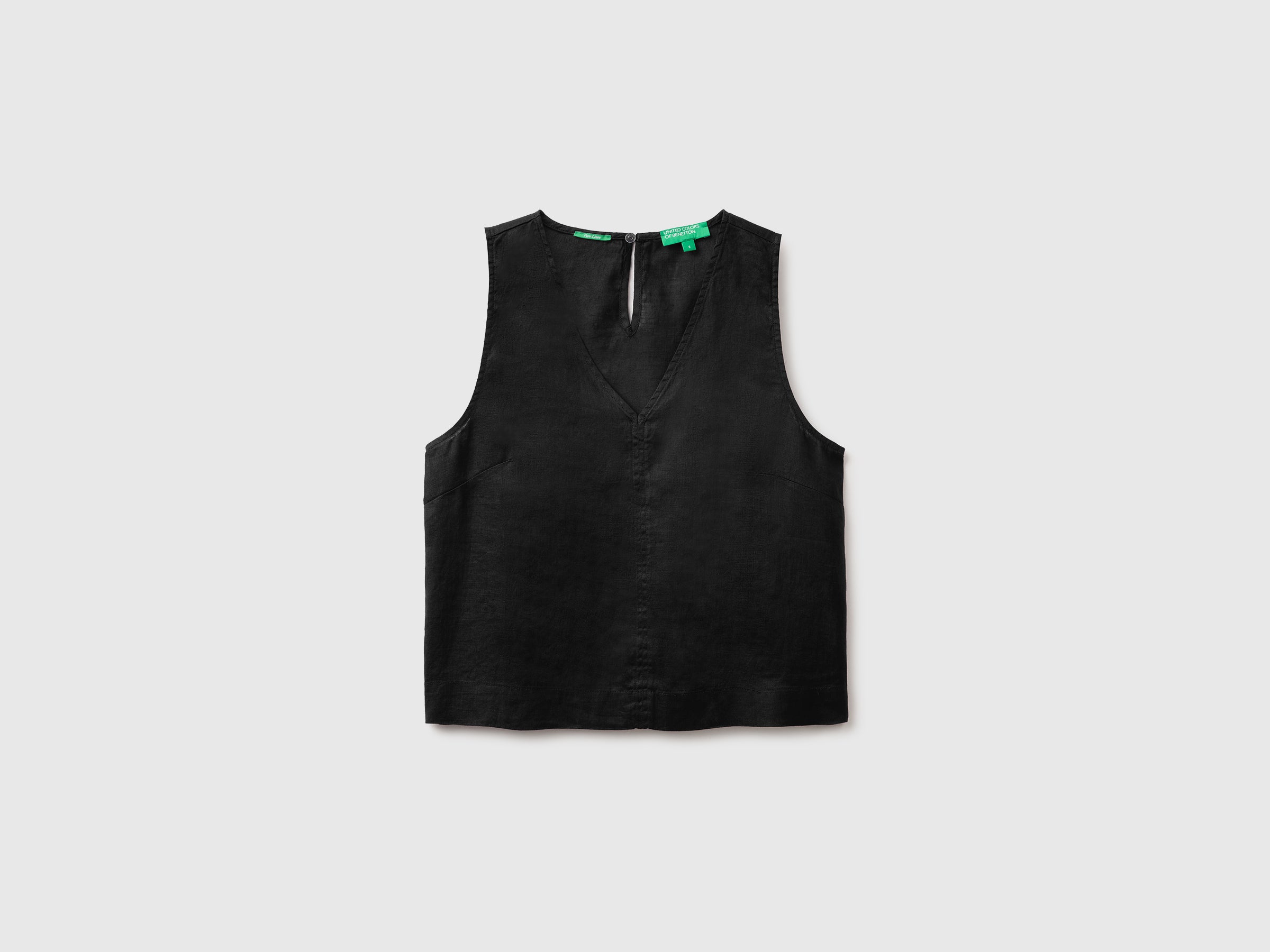 United Colors of Benetton Top Lino Scollo V Taglia S