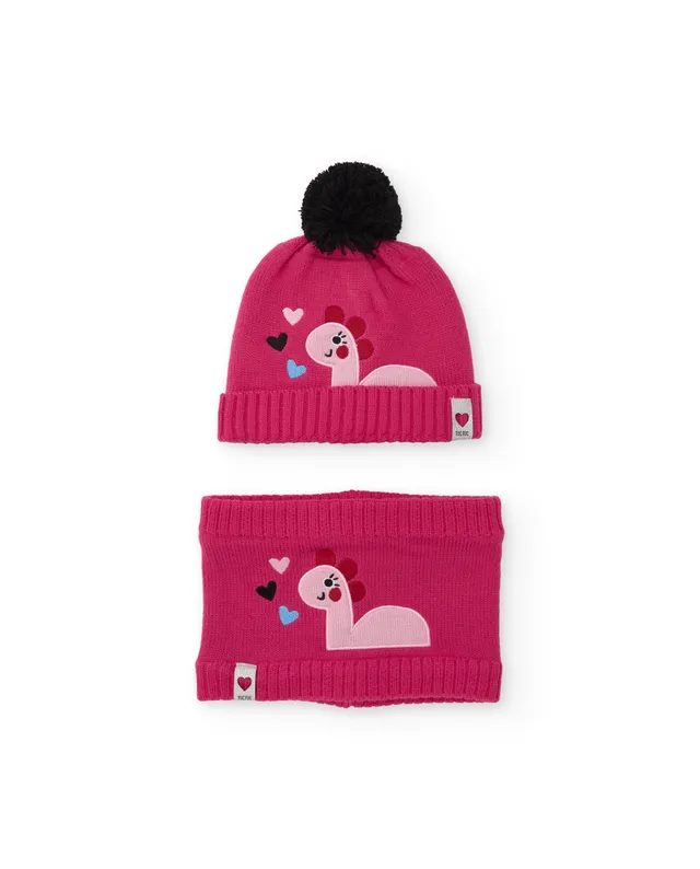 TucTuc Accessori Set bambina fucsia berretto e scaldacollo