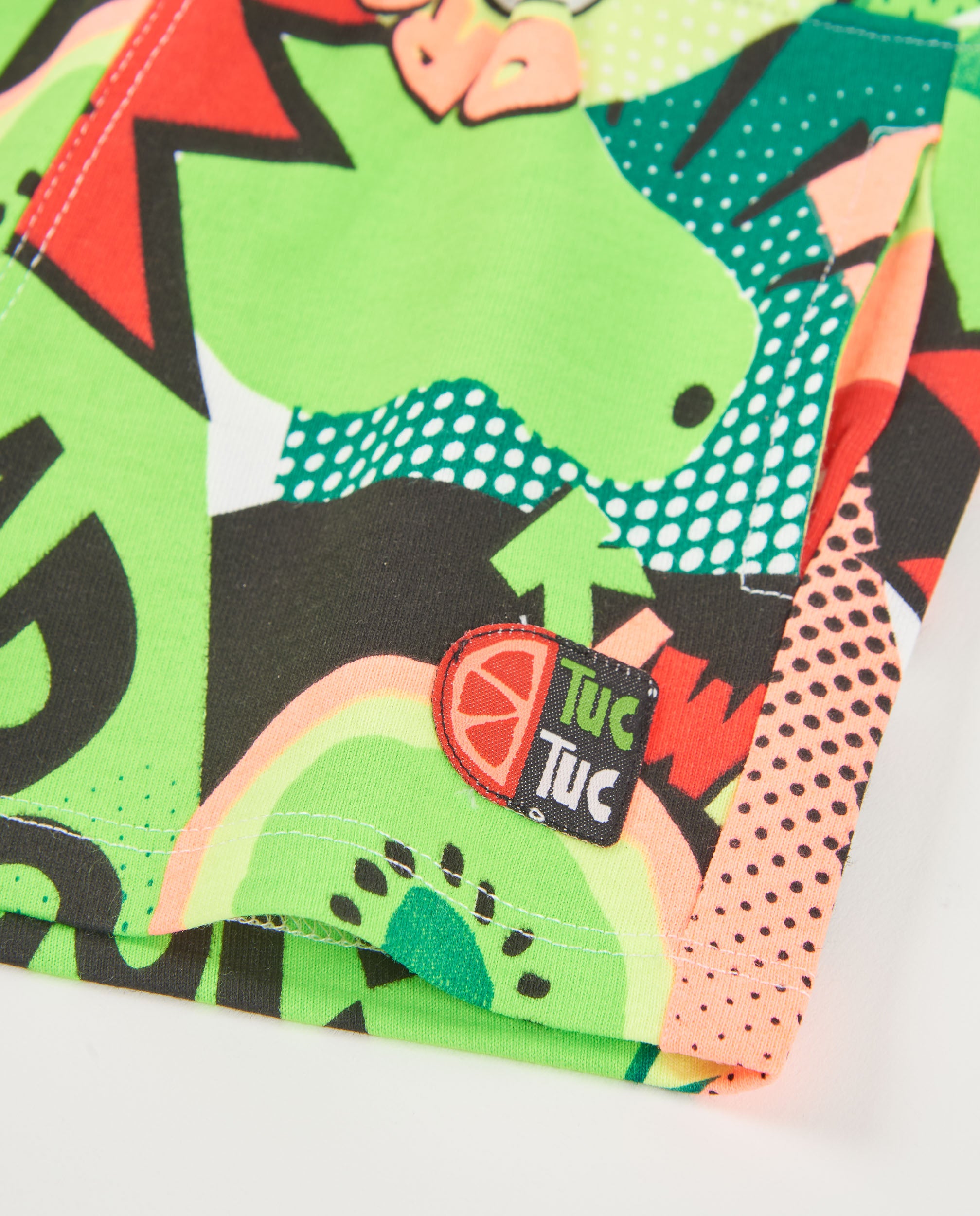 TucTuc Bermuda Shorts Bimbo Verde Jersey Stampa Fumetto