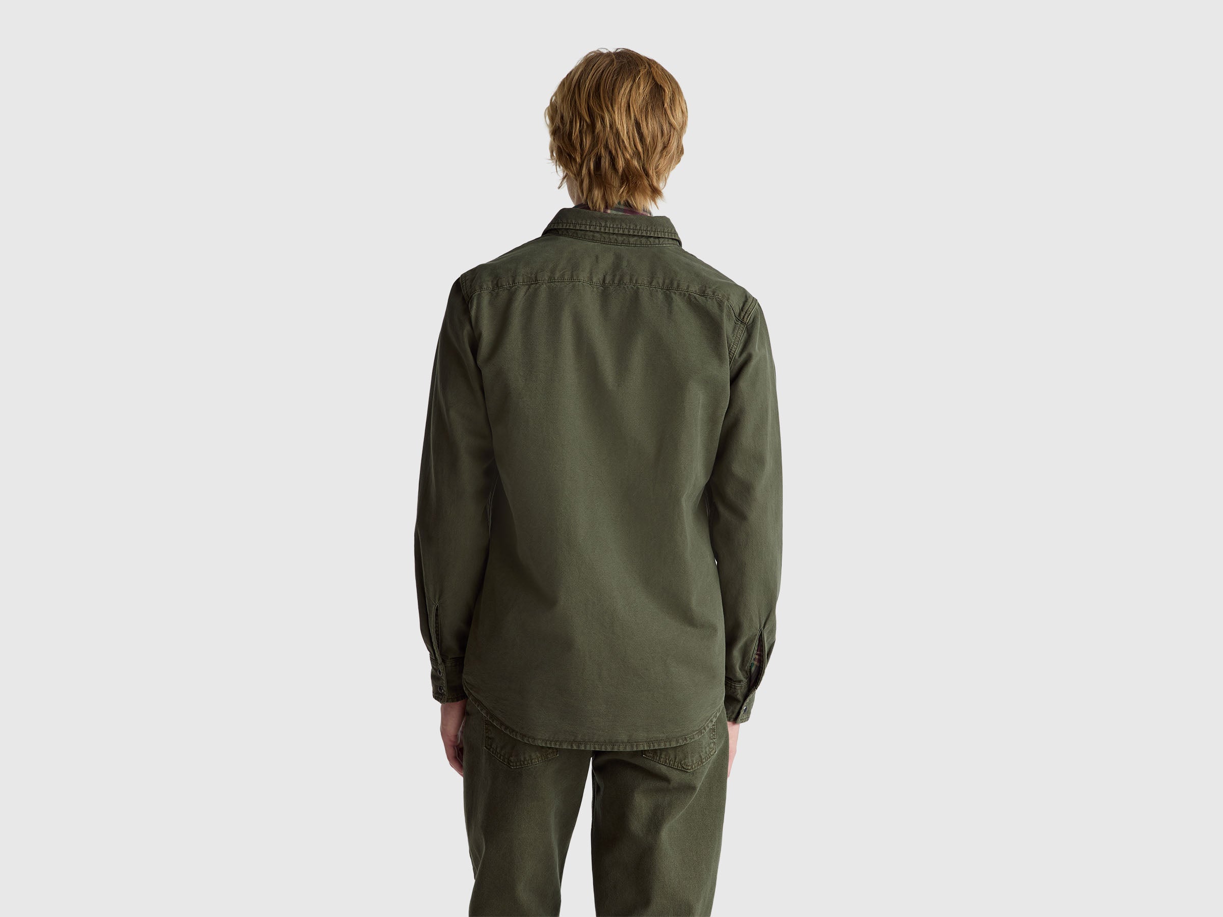 United Colors of Benetton Camicia Slim 100% Cotone Manica Lunga