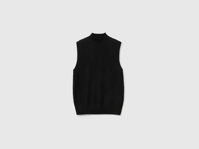 United Colors of Benetton Gilet Lana Leggera Collo Alto Smanicato