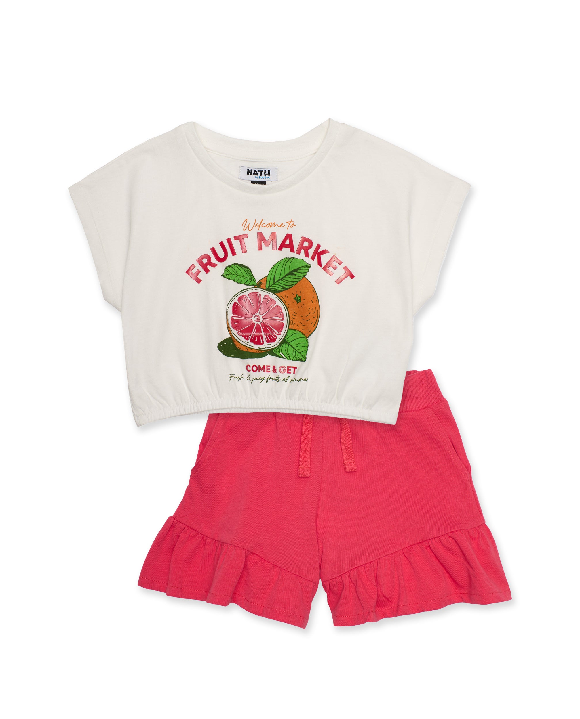 TucTuc Completo maglia bambina bianco corallo t-shirt short