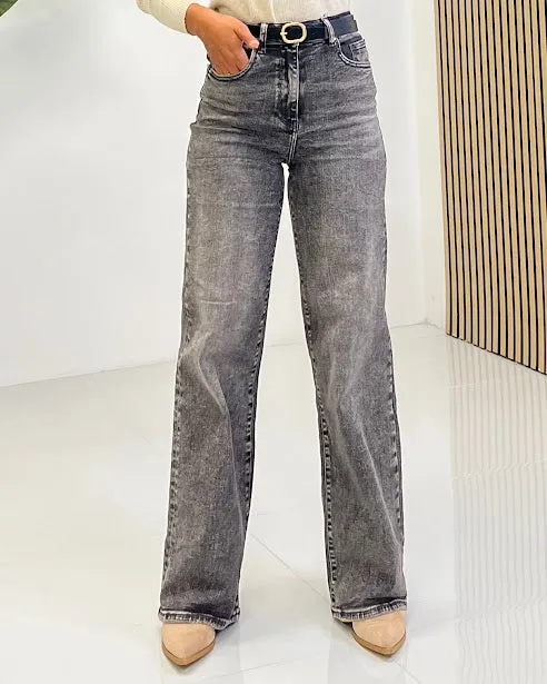 Sottosopra JEH3851 Jeans Palazzo Donna Grigio Melange
