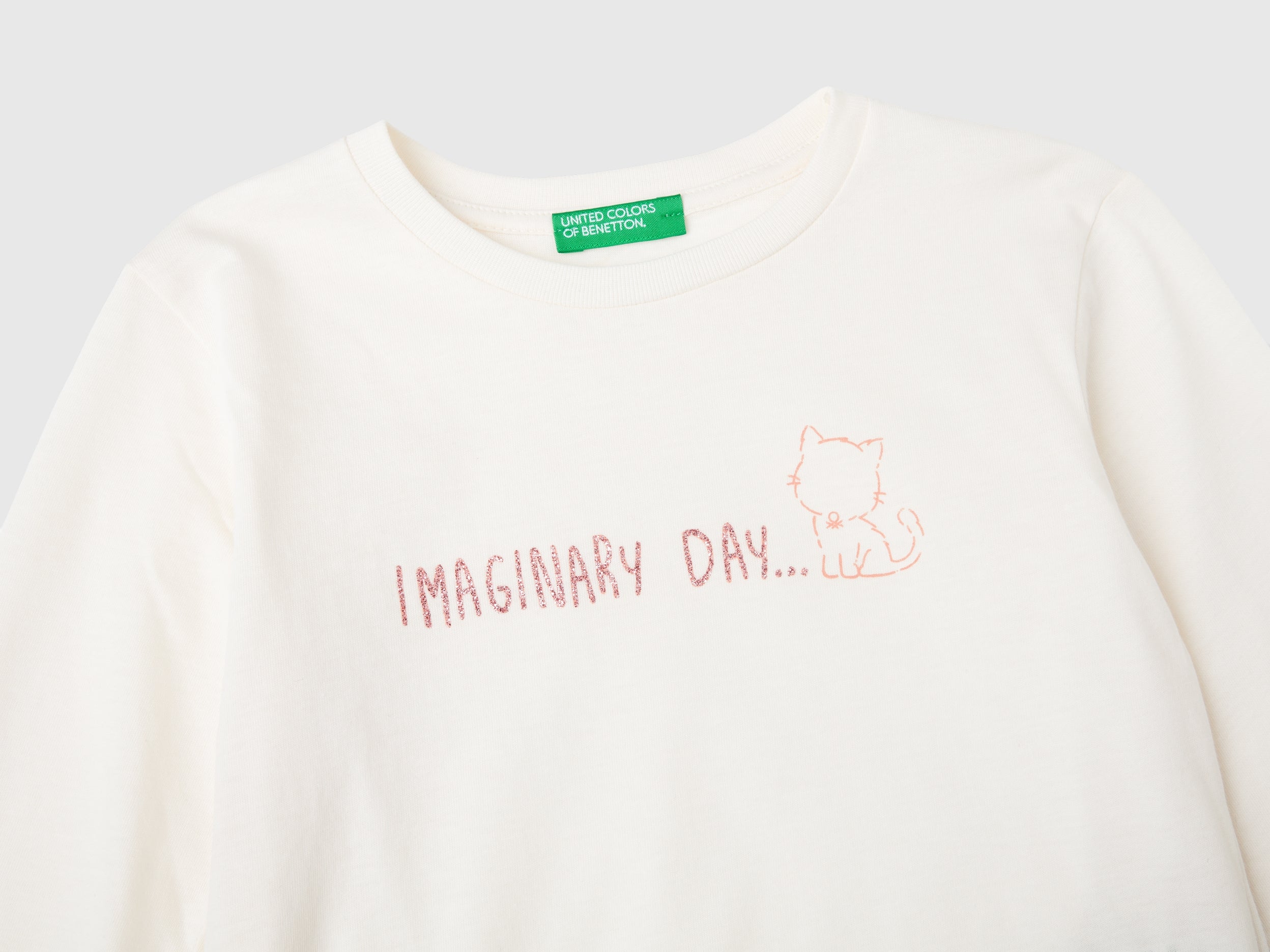 Benetton T-Shirts and Tops t-shirt cotone bio 104 stampa glitter