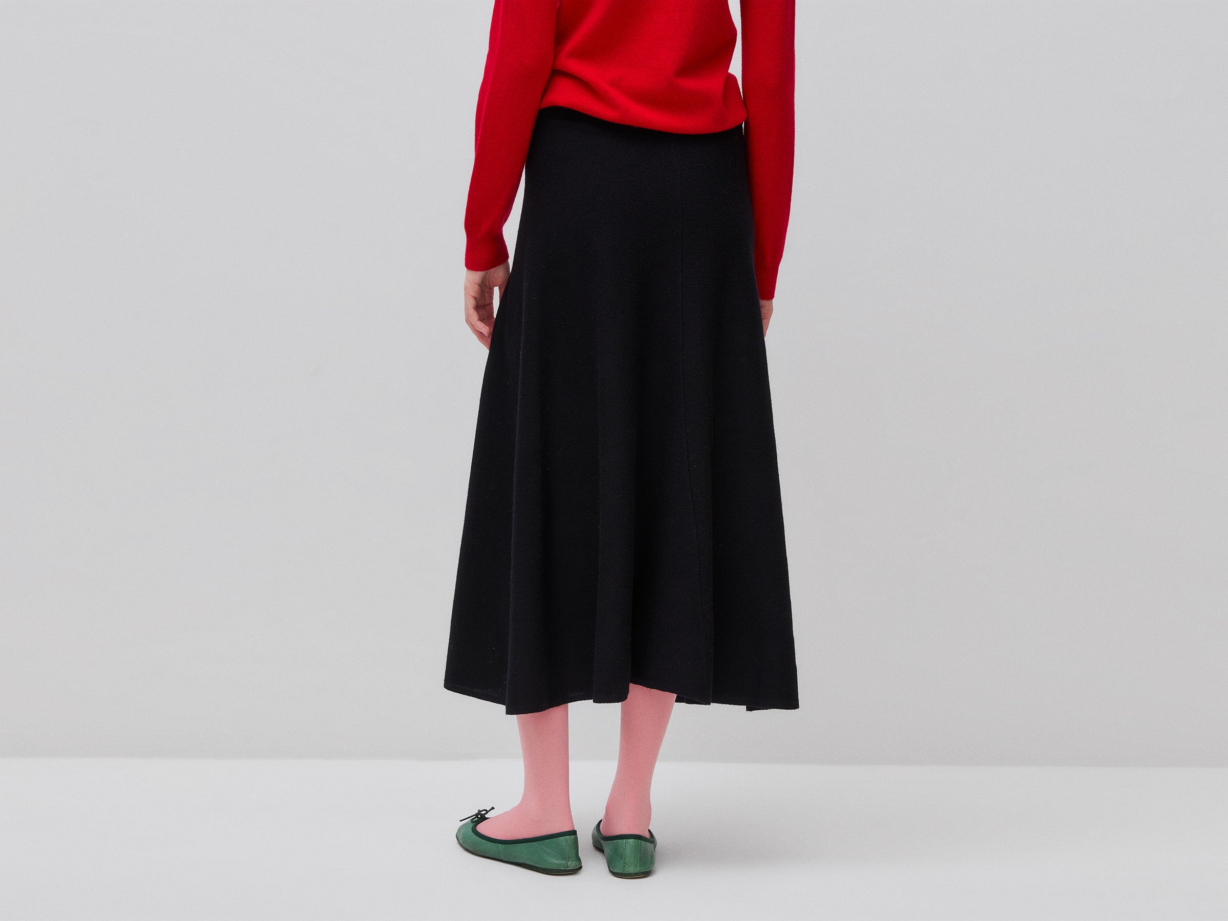 Benetton gonna midi maglia misto lana svasata M