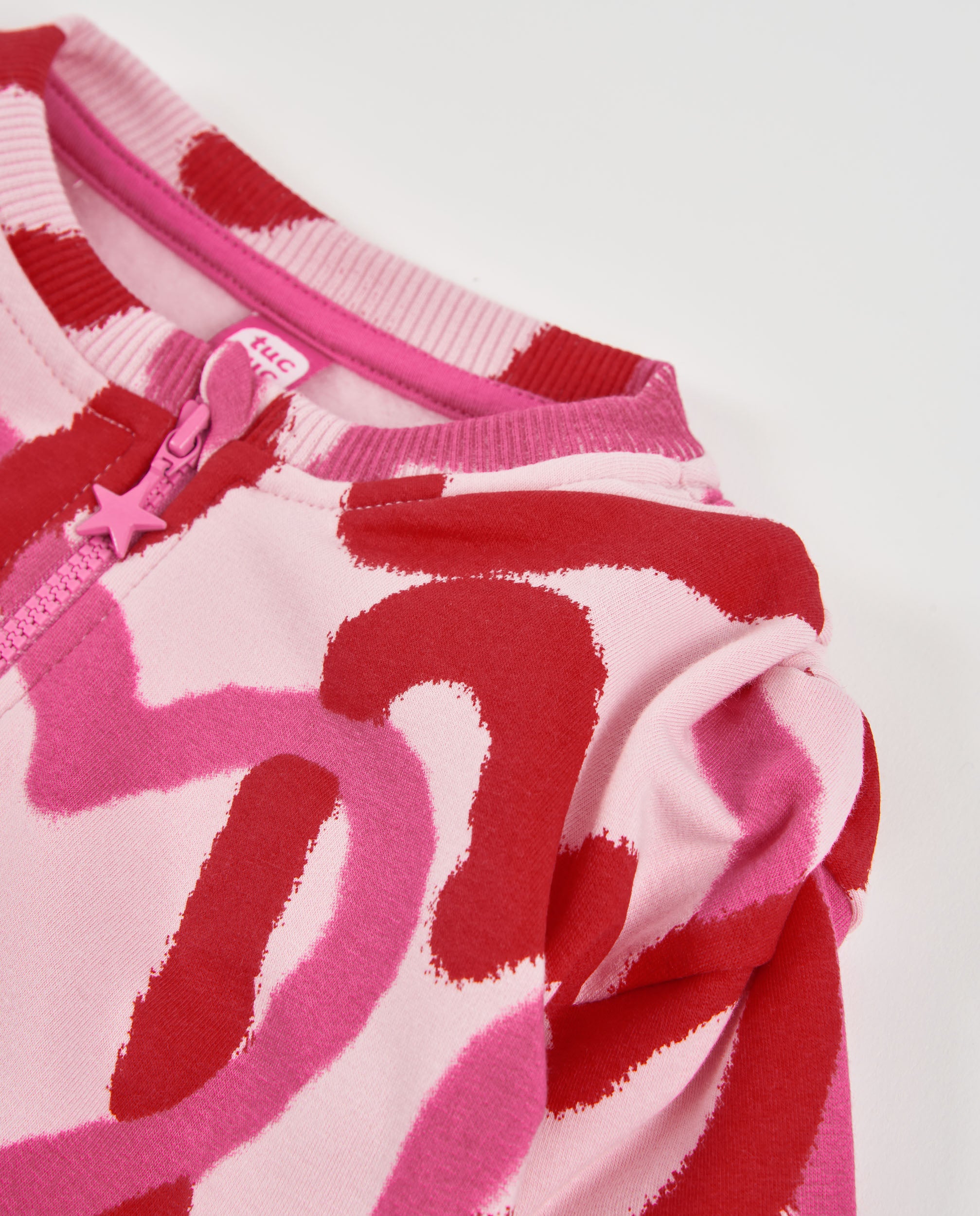 TucTuc Felpe Felpa Bambina con Zip Rosa Stampa Cuori
