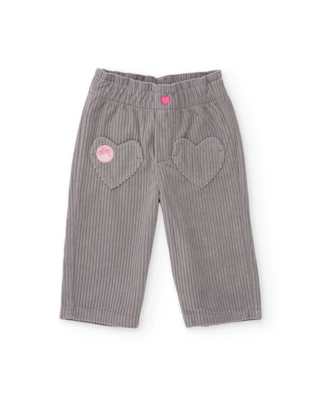 TucTuc Pantaloni pantalone bambina velluto grigio cuori