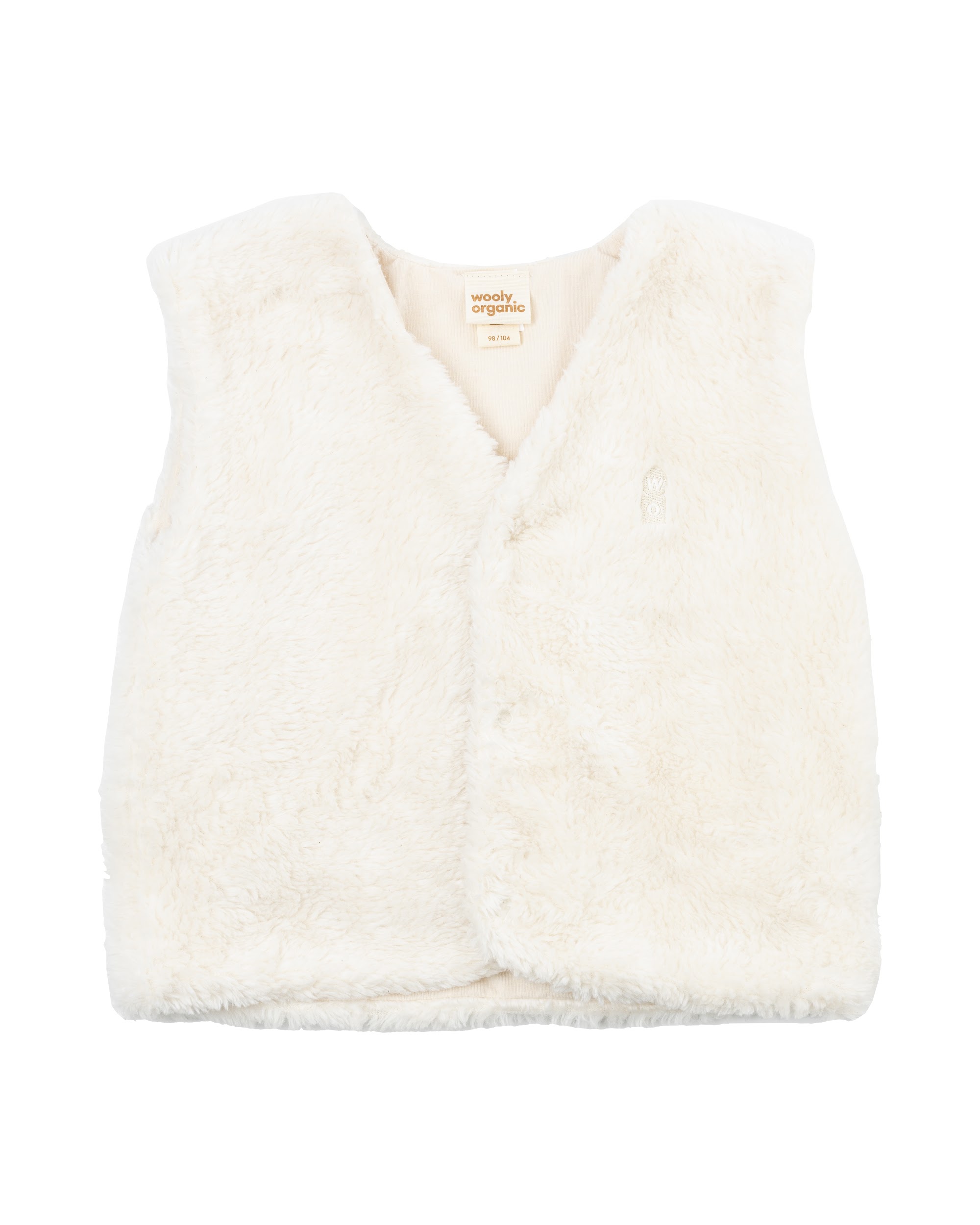 Woolly Organic Gilet bimbo ricamato cotone bio Ecru