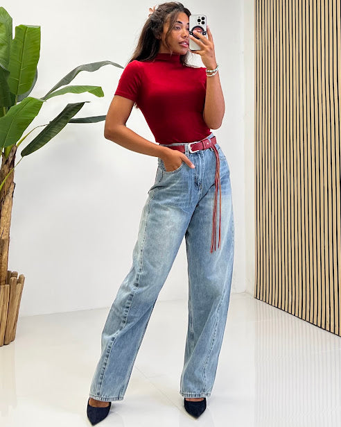 Sottosopra JEZ2731 Jeans Ecopelle Coccodrillata Marrone S