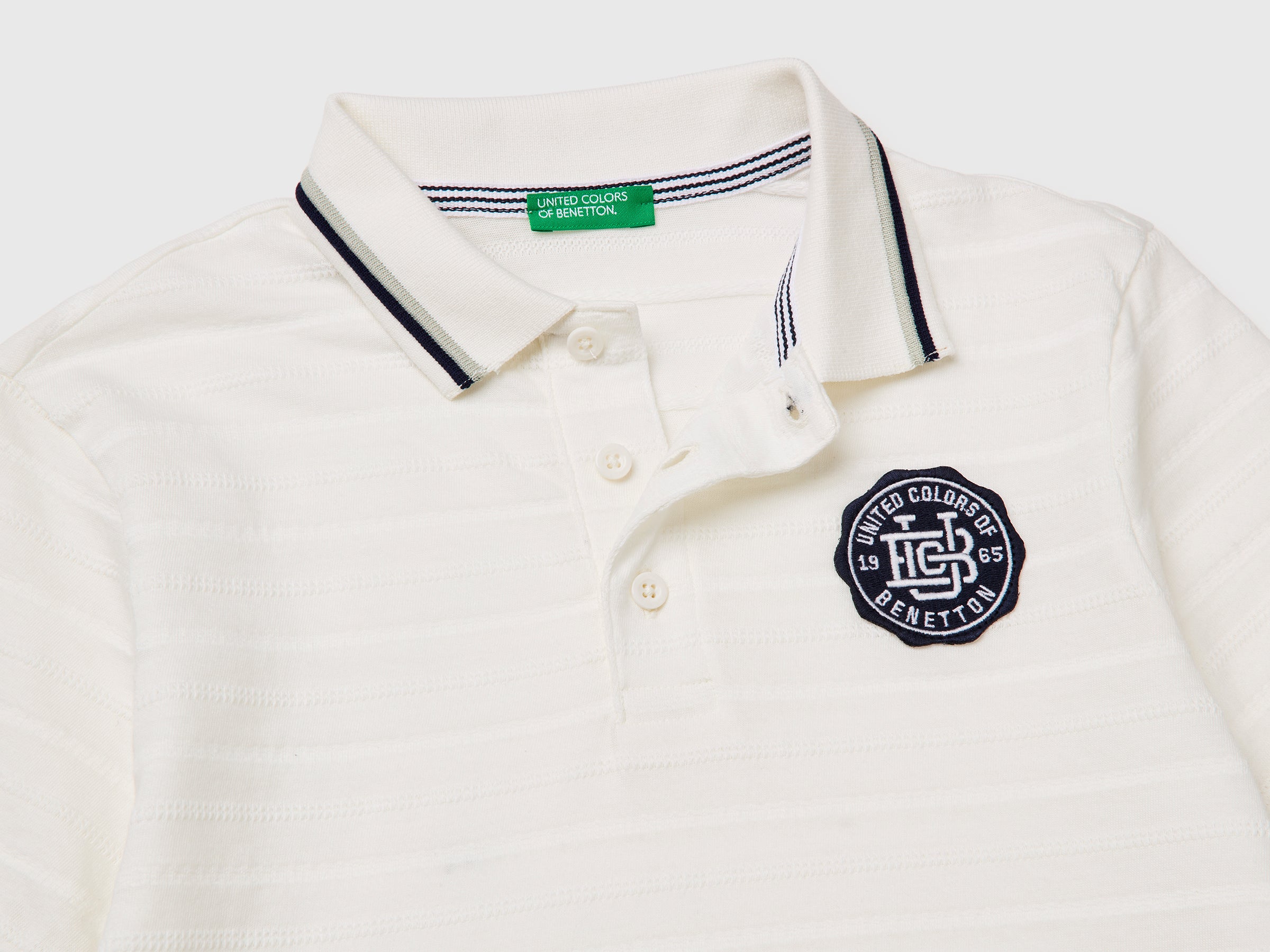 United Colors of Benetton Polos Striped polo patch polo righe cotone