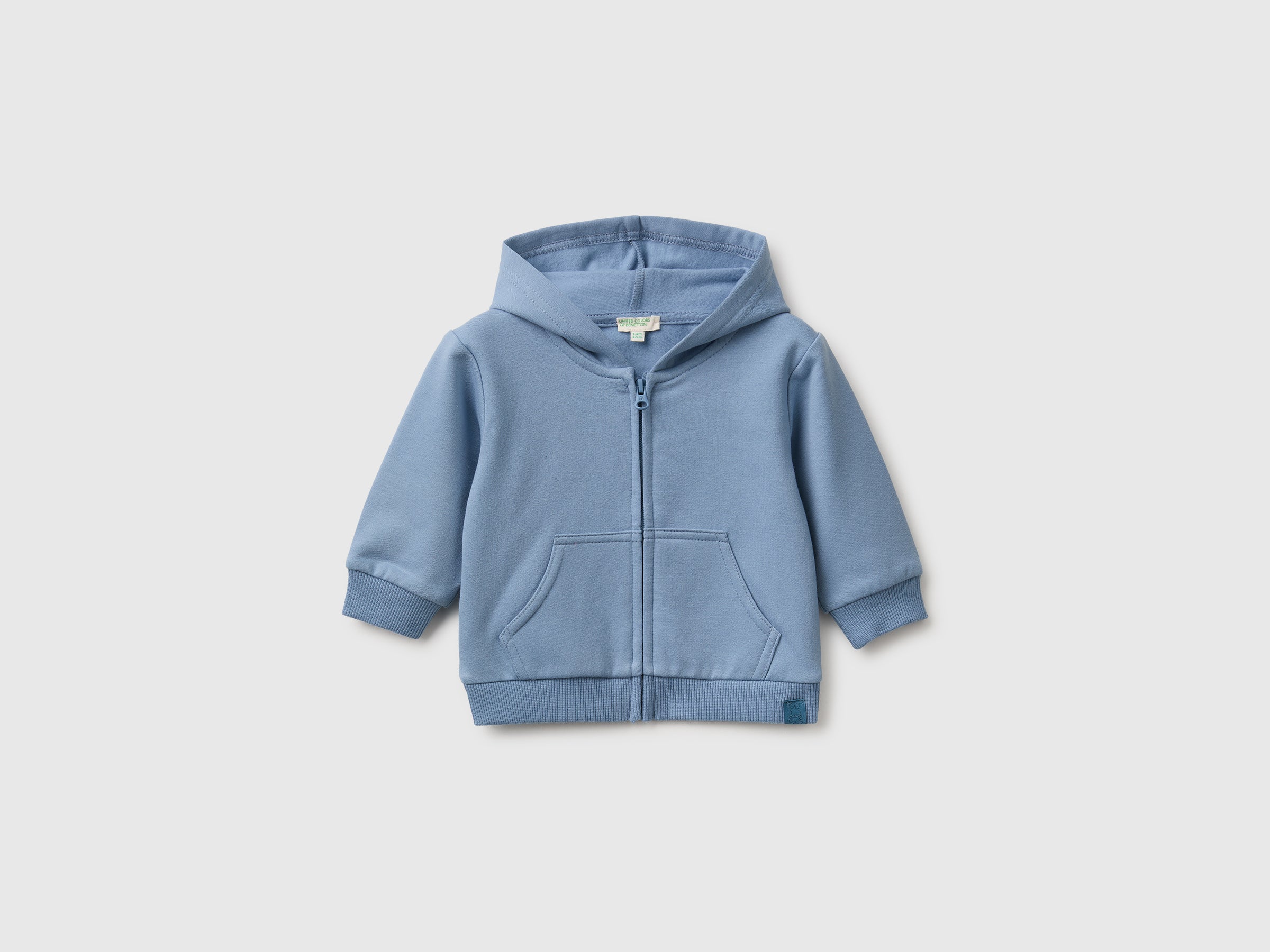 United Colors of Benetton felpa zip cappuccio cotone bio