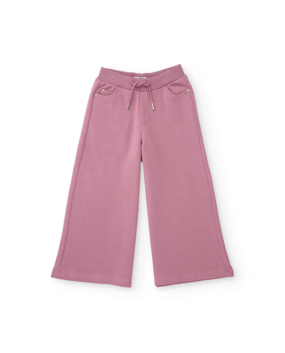 TucTuc Pantaloni Maglia Gamba Larga Rosa Bimba 4-16 Anni