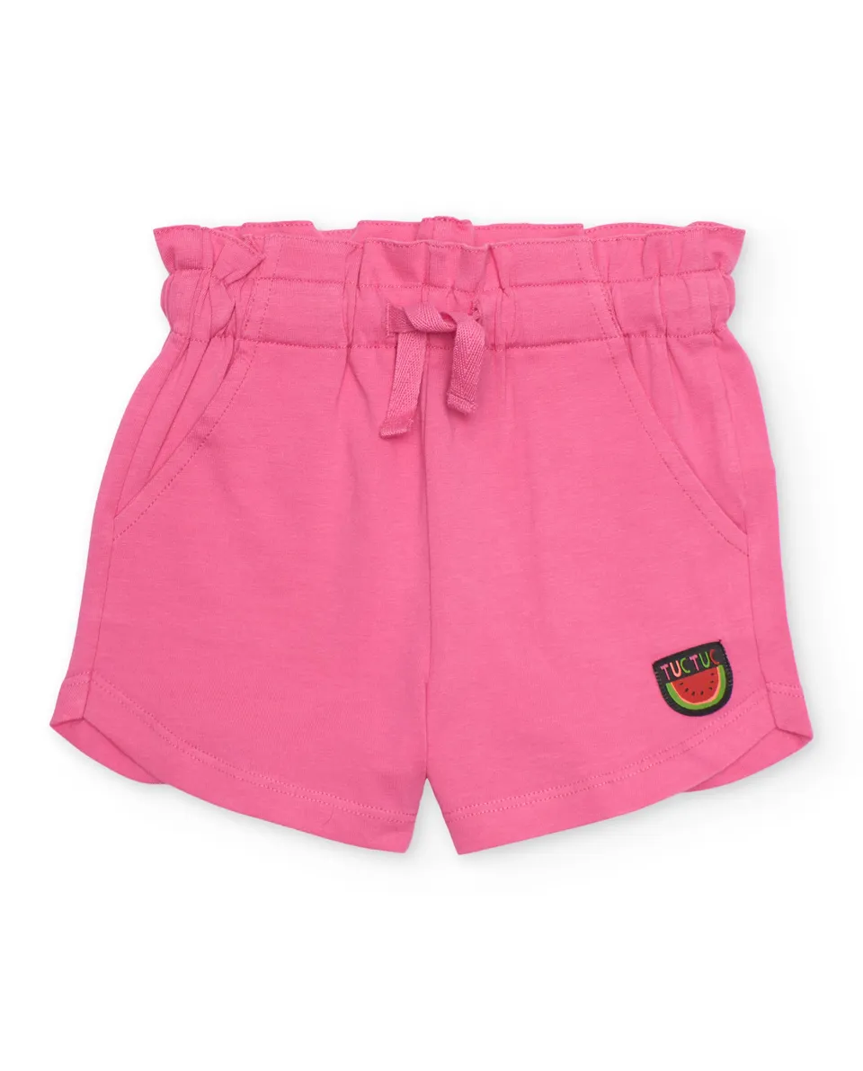 TucTuc Bermuda Short Bambina Rosa Ricamo Anguria