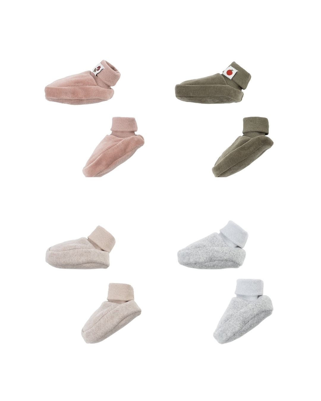 Woolly Organic Booties GOTS scarpine neonato cotone bio velour