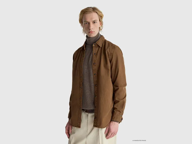 United Colors of Benetton Shirts Slim shirt camicia cotone slim