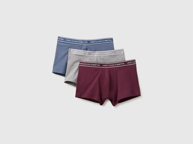 United Colors of Benetton Set 3 Boxer Cotone Elastico Logo Uomo