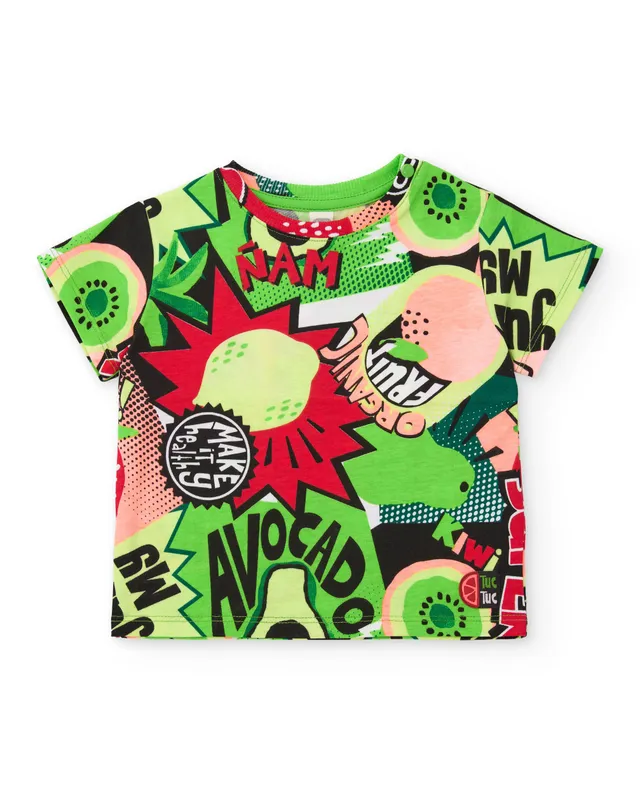 TucTuc Magliette t-shirt bambino verde stampa fumetto