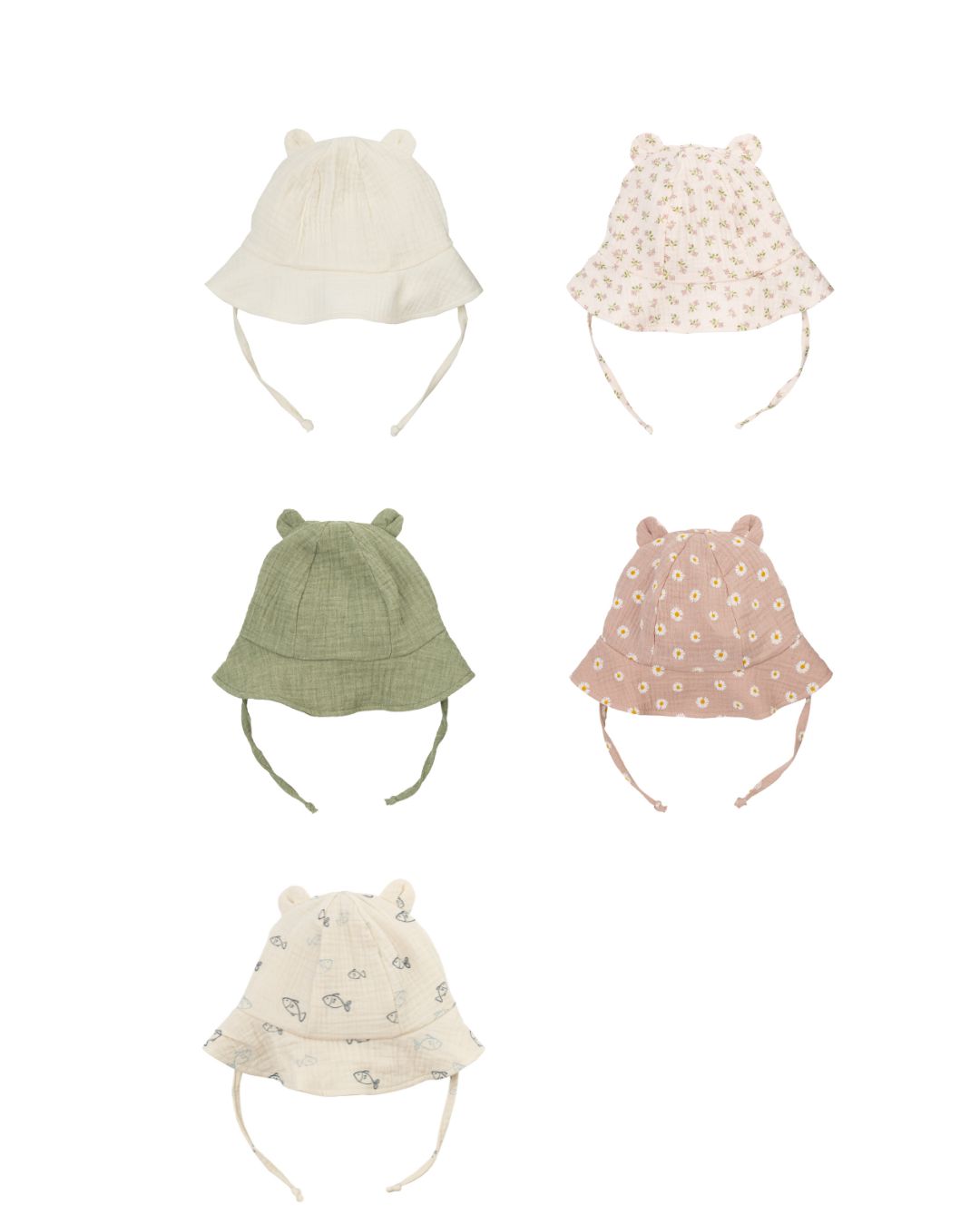 Woolly Organic Teddy Ears SS27 cappello neonato mussola Ecru