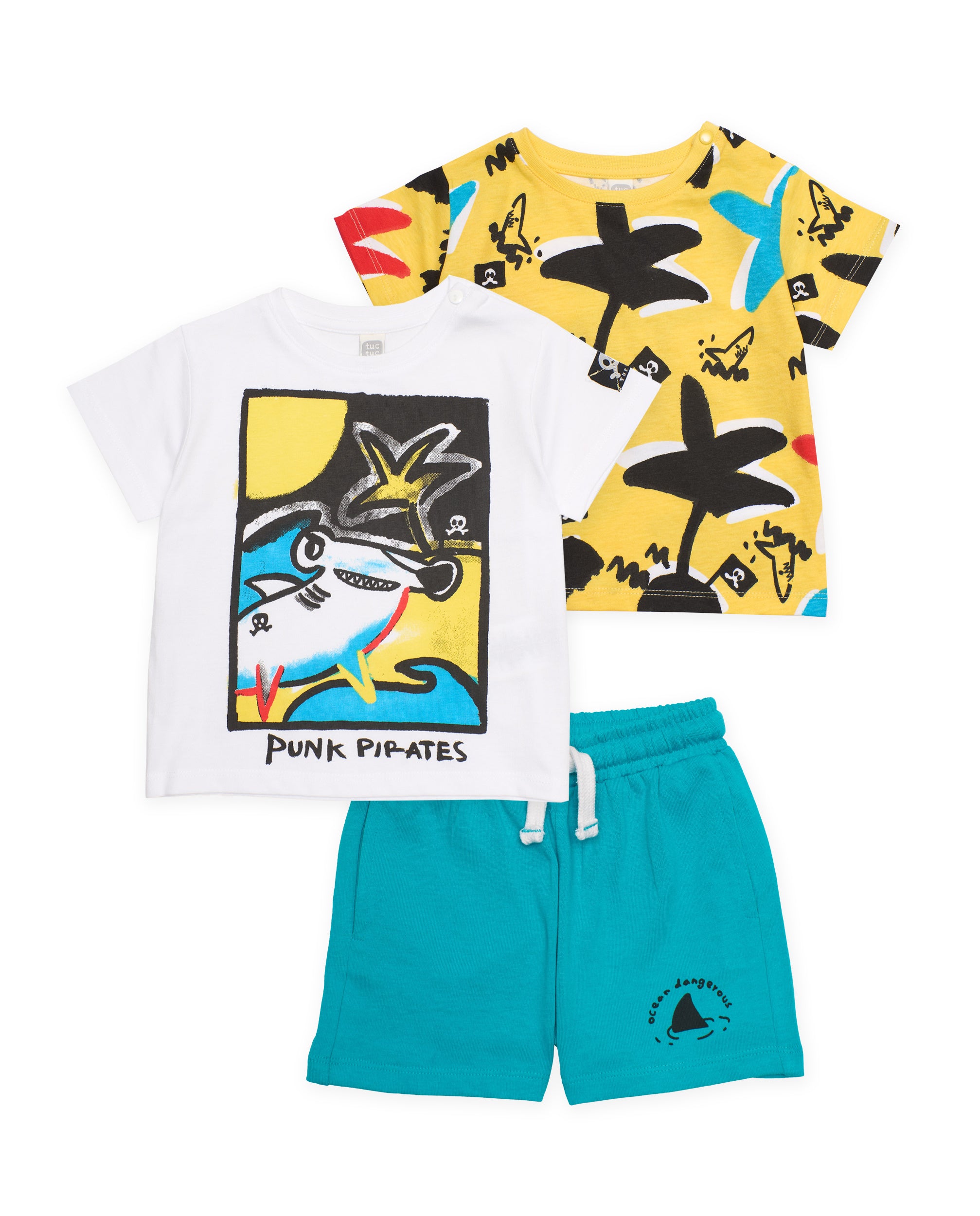 TucTuc Completi bimbo set 3 pezzi giallo squalo