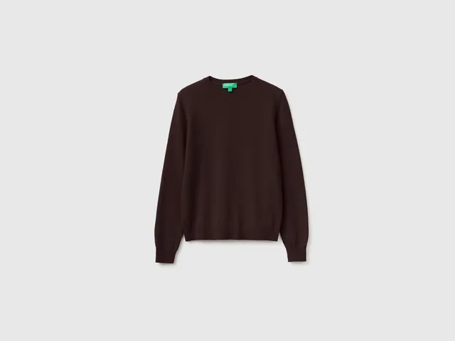 United Colors of Benetton Maglione Girocollo Lana Merino Cioccolato M