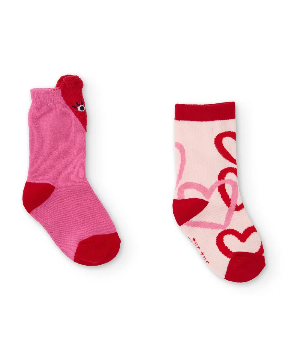 TucTuc Accessori Set Calzini Bambina Cuori Rosa