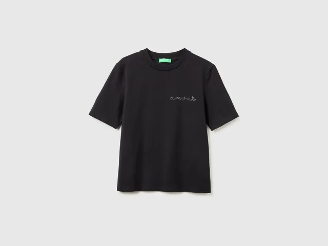 Benetton Amour t-shirt cotone ricamo amour taglia S