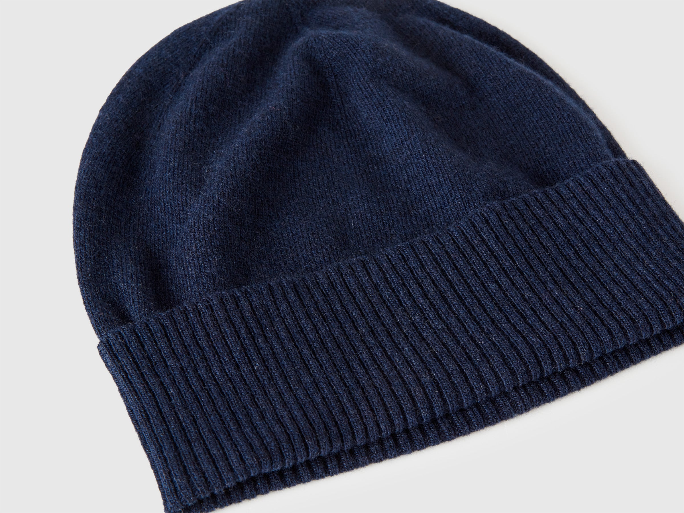 Benetton Cappello lana merino blu taglia OS caldo