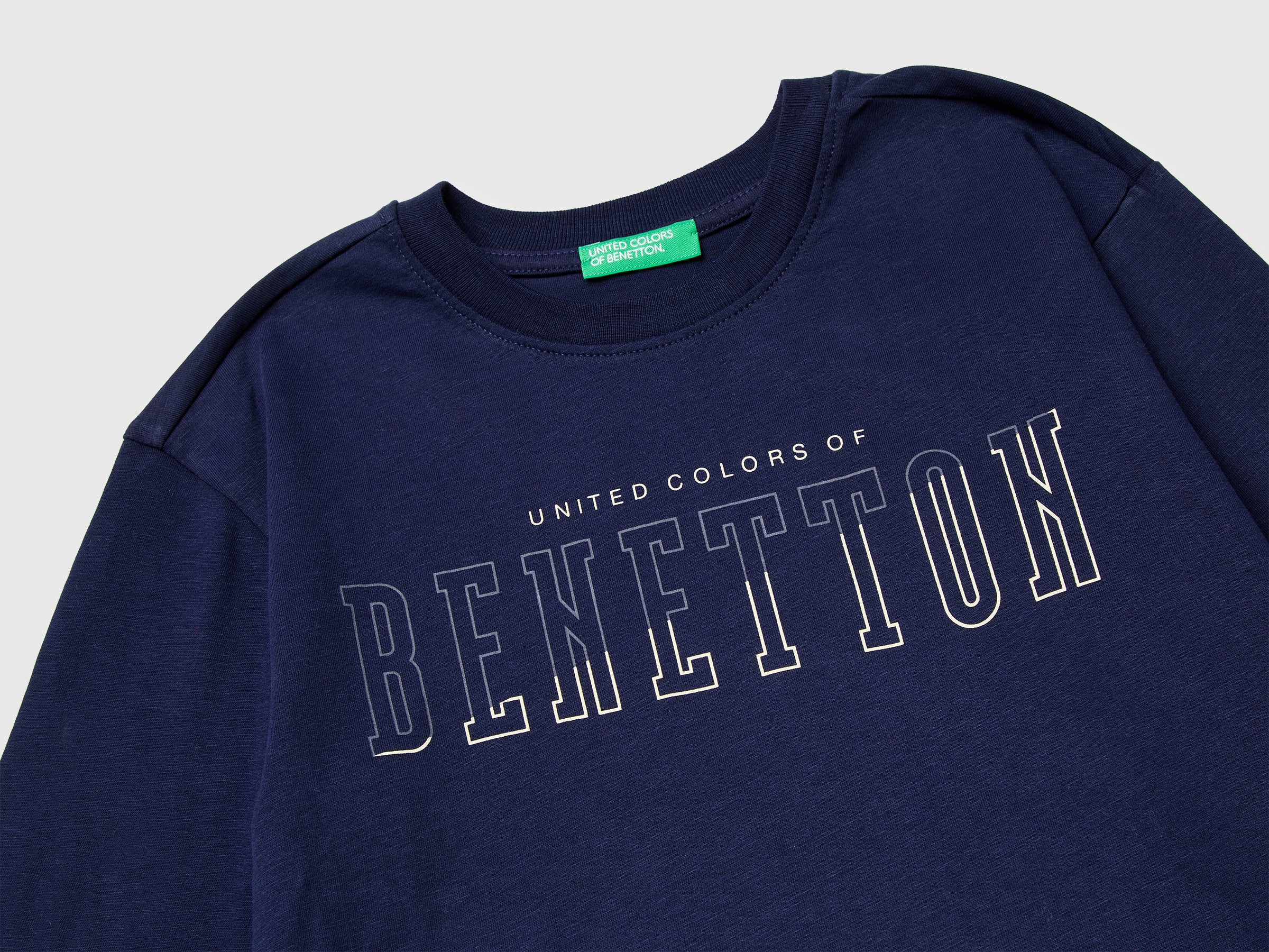 United Colors of Benetton Maglietta Cotone Bio Logo Maniche Lunghe